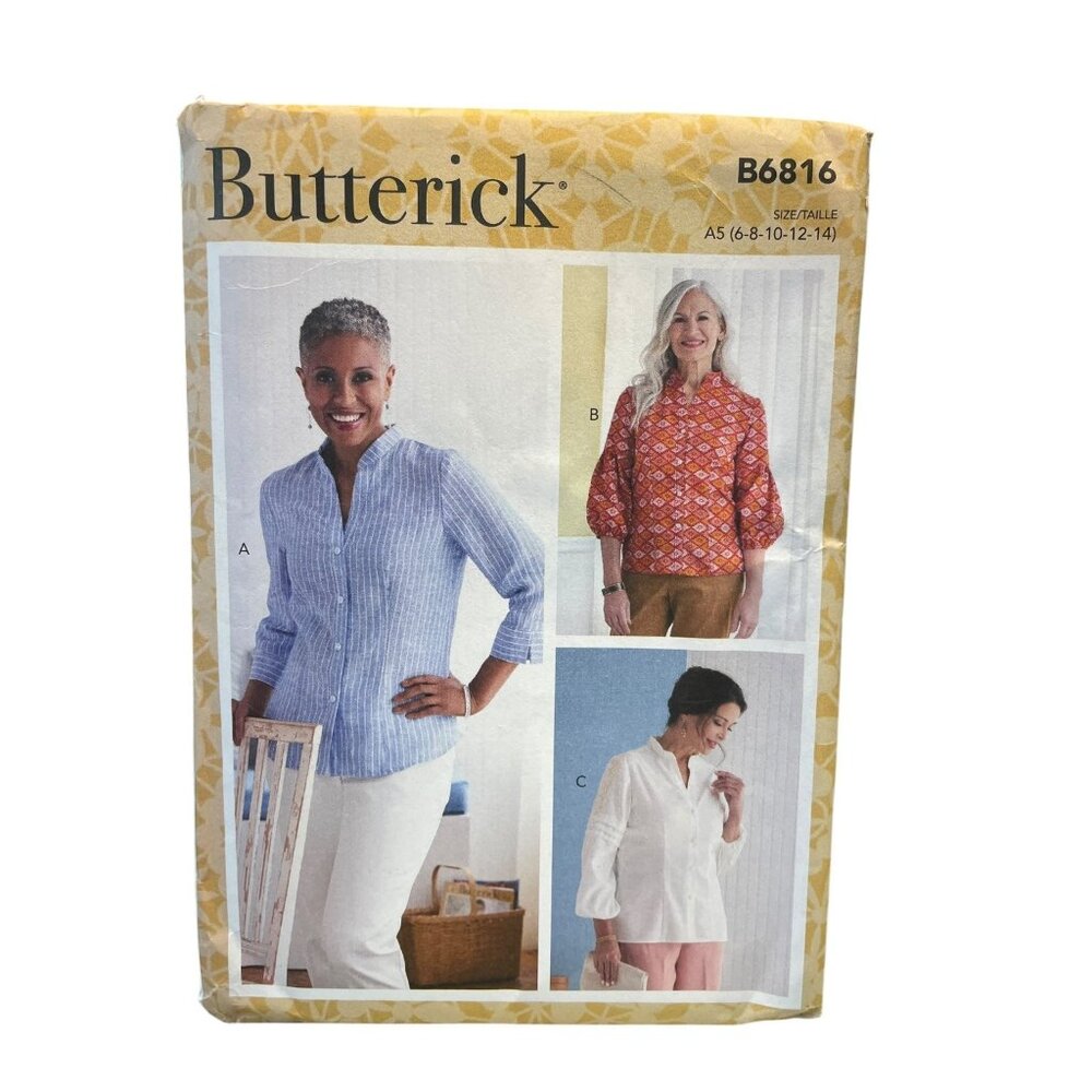 Butterick B6816 Misses' Top Sewing‎ Pattern Size 6-14 Modern Blouse